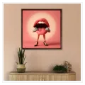 Surreal Lips Pop Art Pink Portrait