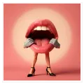 Surreal Lips Pop Art Pink Portrait