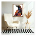 Colorful Crow In Modern Pointillism Mosaic Art Style