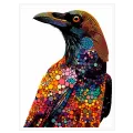 Colorful Crow In Modern Pointillism Mosaic Art Style