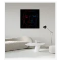 Abstract Dual Faces Line Art Red Blue
