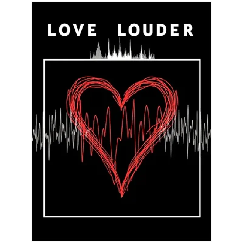 Αφίσα Love Louder με Καρδιά και Ηχητικά Κύματα
