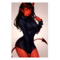 Demon Woman Anime Style Red and Black Artwork
