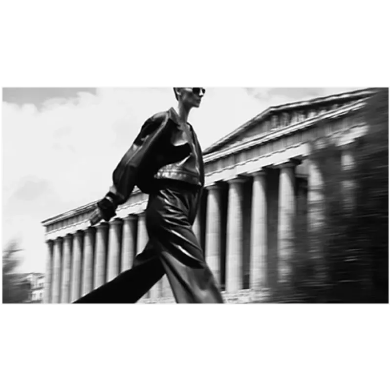 Γυναικεία Φιγούρα Μόδας σε Αστικό Τοπίο Ασπρόμαυρο
