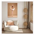 Ballerina In Graceful Pose Beige Background Canvas Print