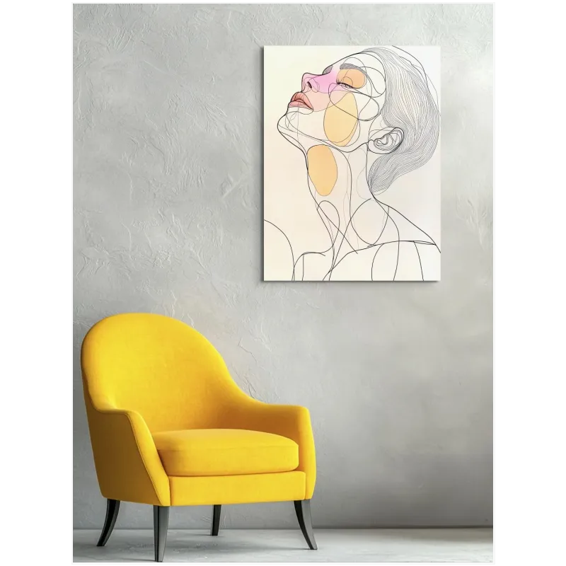 Αφηρημένο Γυναικείο Πορτραίτο Minimalist Γραμμικό Σχέδιο Παστέλ