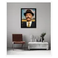 Gentleman Portrait Retro Style Vintage Blue Canvas