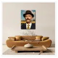 Gentleman Portrait Retro Style Vintage Blue Canvas