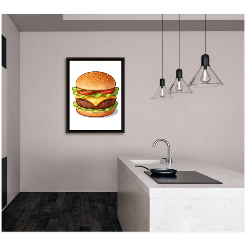 Ζουμερό Cheeseburger Pop Art Εικονογράφηση Καφέ