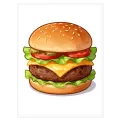 Ζουμερό Cheeseburger Pop Art Εικονογράφηση Καφέ
