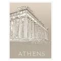Parthenon Athens Minimal Line Art Beige Poster