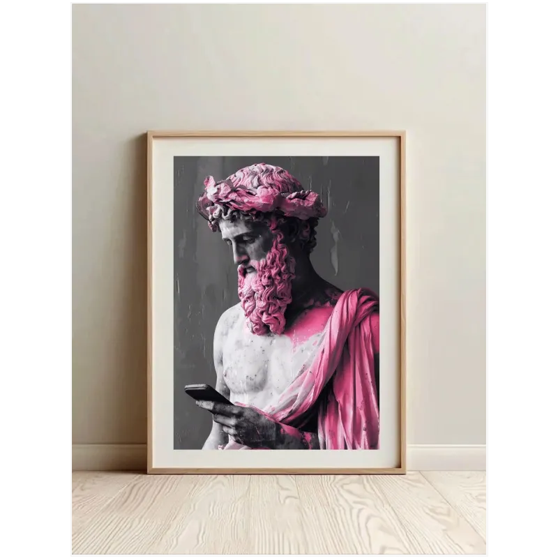 Ancient Greek God Statue Pop Art Pink Smartphone