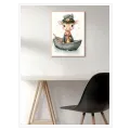 Little Giraffe in Rowboat Watercolor Nursery Art