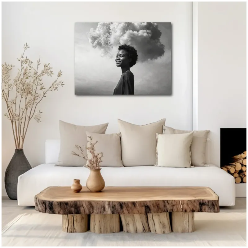 Woman Portrait with Cloud Black and White