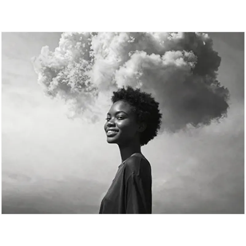 Woman Portrait with Cloud Black and White