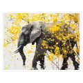 Elephant in Abstract Landscape with Yellow Foliage