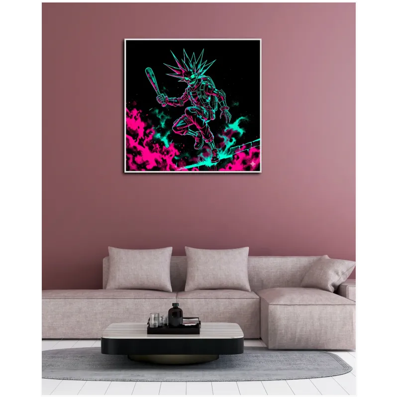 Σκελετός Punk με Ρόπαλο Neon Magenta Cyan