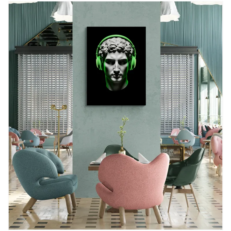 Άγαλμα Κλασικό με Πράσινα Neon Ακουστικά