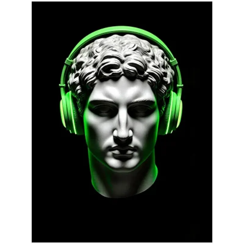 Άγαλμα Κλασικό με Πράσινα Neon Ακουστικά