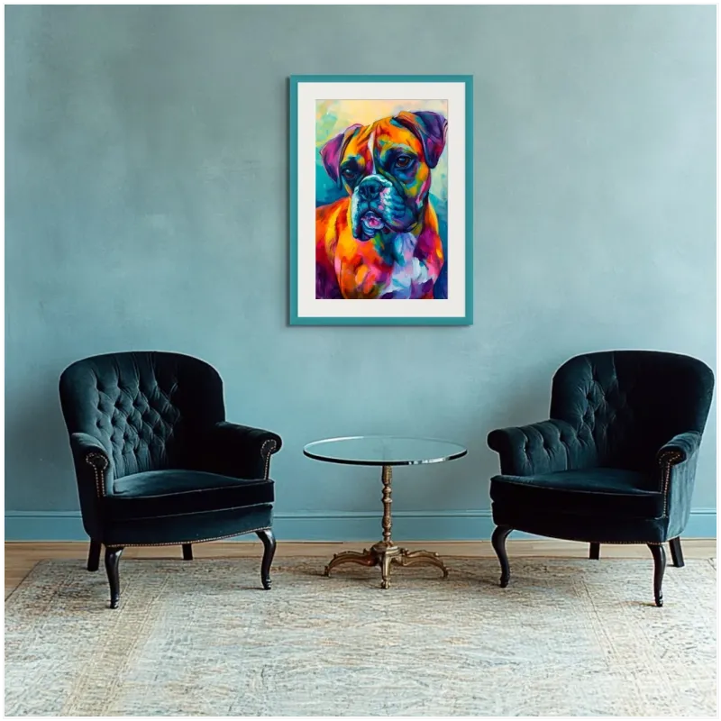 Colorful Boxer Dog Modern Expressionist Portrait Canvas