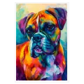 Colorful Boxer Dog Modern Expressionist Portrait Canvas