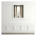 Woman in White Dress among Ancient Columns