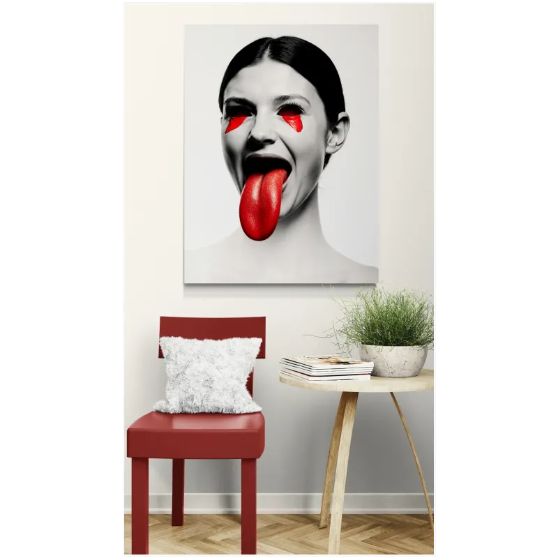 Γυναικείο Πορτραίτο Dark Art Ασπρόμαυρο με Κόκκινο