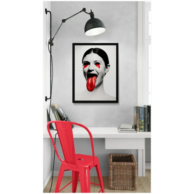 Γυναικείο Πορτραίτο Dark Art Ασπρόμαυρο με Κόκκινο
