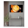 Φλιτζάνι Καφέ Latte Art Μοντέρνος Πίνακας σε Καφέ και Πορτοκαλί Τόνους
