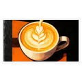 Φλιτζάνι Καφέ Latte Art Μοντέρνος Πίνακας σε Καφέ και Πορτοκαλί Τόνους