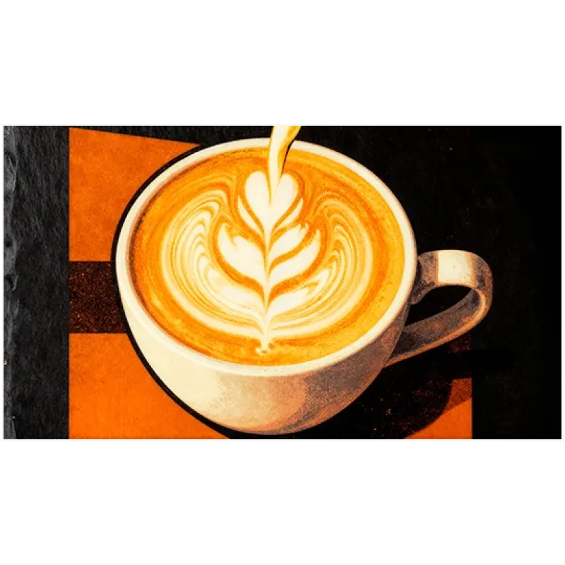 Φλιτζάνι Καφέ Latte Art Μοντέρνος Πίνακας σε Καφέ και Πορτοκαλί Τόνους