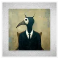 Surreal Bird Character in Vintage Suit Canvas Art