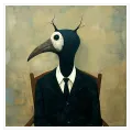 Surreal Bird Character in Vintage Suit Canvas Art