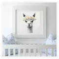 Cute Alpaca with Daisy Crown White Minimal
