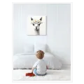 Cute Alpaca with Daisy Crown White Minimal