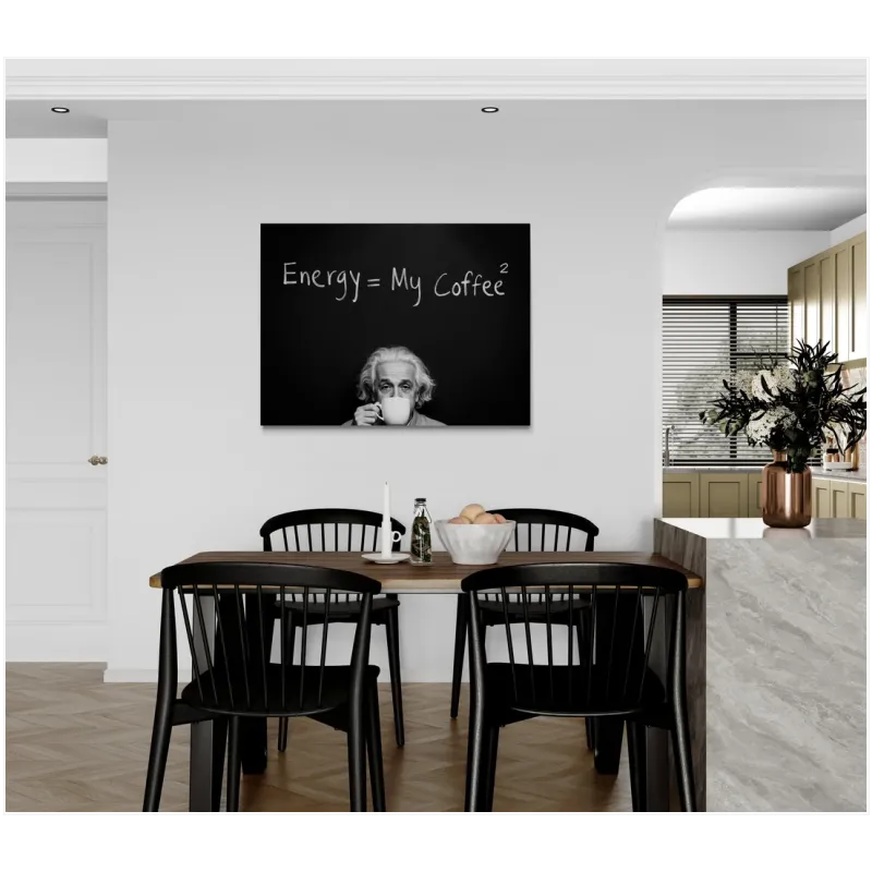 Albert Einstein Coffee Humor Black and White Wall Art