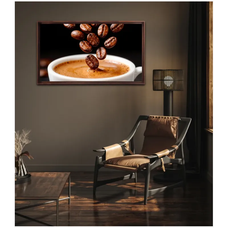 Freshly Roasted Coffee Beans Falling into Espresso Cup