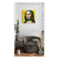 Μόνα Λίζα Pixel Art Πορτραίτο Έντονο Κίτρινο Background