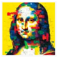 Μόνα Λίζα Pixel Art Πορτραίτο Έντονο Κίτρινο Background