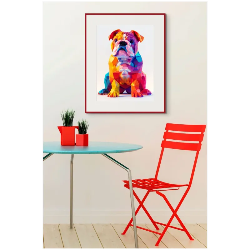 Geometric Colorful Bulldog Vibrant Modern Canvas Art