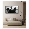 Classic Man with Horses Black and White Canvas