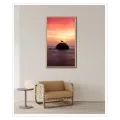 Deer Silhouette on Rock Ocean Sunset Orange