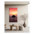 Deer Silhouette on Rock Ocean Sunset Orange
