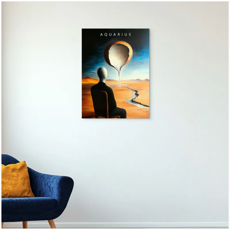 Aquarius Surrealist Figure in Desert Landscape Canvas Print