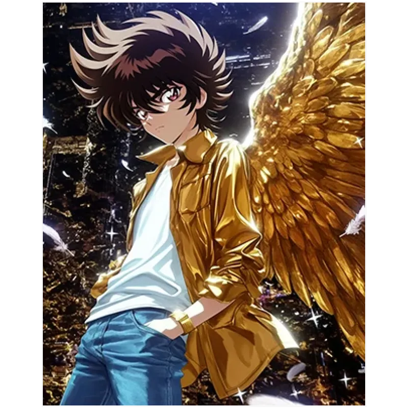 Ήρωας Anime με Χρυσά Φτερά Αγγέλου