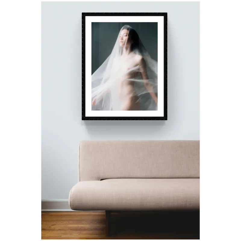 Female Portrait Fine Art Veil Ethereal White Grey
