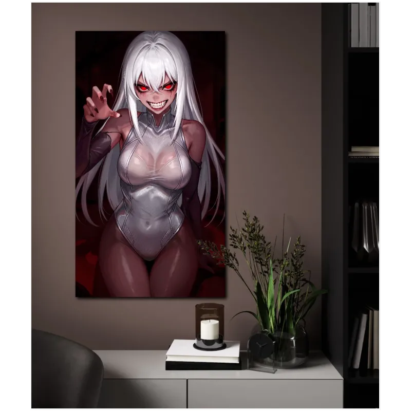 Πορτραίτο Anime Σκοτεινής Φαντασίας Κόκκινο Ασημί