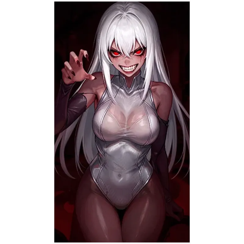 Πορτραίτο Anime Σκοτεινής Φαντασίας Κόκκινο Ασημί