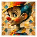 Geometric Pinocchio Portrait In Colorful Cubist Style