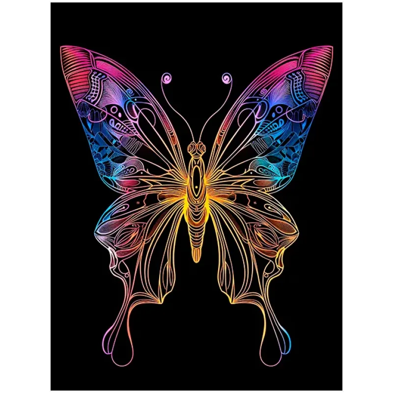 Ψηφιακή Πεταλούδα Neon Abstract Πολύχρωμο Φόντο